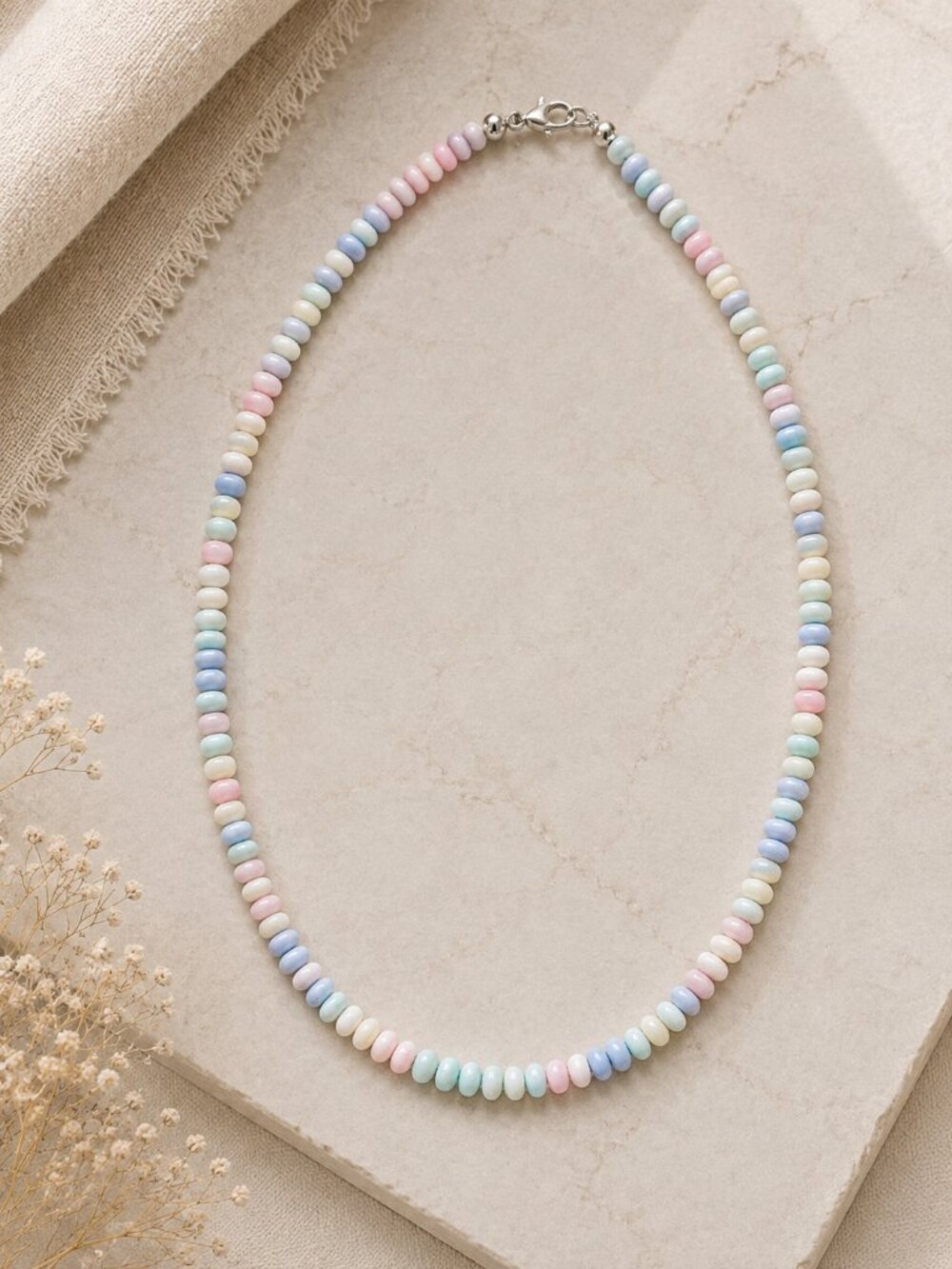 Pink Blue Green & Cream Rondelle Necklace | Joy & Gratitude
